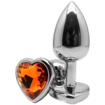 Анальная пробка с кристаллом Butt Plug Heart - Amber 7см*2,8см