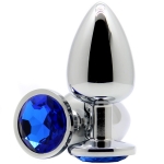 Анальная пробка с кристаллом Butt Plug Large Silver-Blue 9,6см*4см