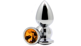 Анальная пробка с кристаллом Butt Plug Medium-Amber 8см*3,4см