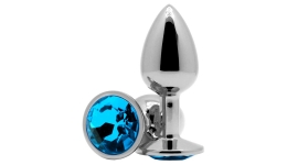 Анальное украшение Butt Plug Silver-Aquamarine 7см*2,8см