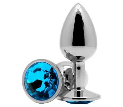 Анальное украшение Butt Plug Silver-Aquamarine