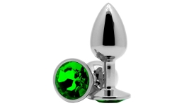 Анальное украшение Butt Plug Silver-Emerald 7см*2,8см