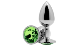 Анальное украшение Butt Plug Silver-Light Green 7см*2,8см