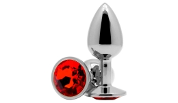 Анальное украшение Butt Plug Silver-Ruby 7см*2,8см