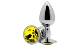 Анальное украшение Butt Plug Silver-Yellow 7см*2,8см