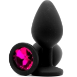 Силиконовая пробка с камнем Medium Butt Plug Black-Barbie