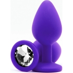 Силиконовая пробка с камнем Medium Butt Plug Purple-Clear