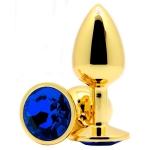 Золотая анальная пробка Butt Plug Gold - Blue 7см*2,8см