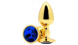 Золотая анальная пробка Butt Plug Gold - Blue 7см*2,8см