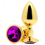 Золотая анальная пробка Butt Plug Gold - Purple 7см*2,8см