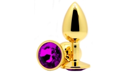 Золотая анальная пробка Butt Plug Gold - Purple 7см*2,8см