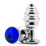 Анальное украшение Ribber Butt-Plug Silver Blue 7см*3см