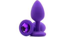 Силиконовая пробка с камнем Small Butt Plug Purple-Purple 7см*2,7см