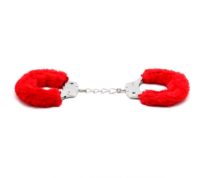 Стальные наручники с мехом Love Cuffs Red