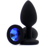 Силиконовая пробка с камнем Small Butt Plug Black-Blue 7см*2,7см