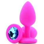 Силиконовая пробка с камнем Small Butt Plug Pink-Aqua 7см*2,7см