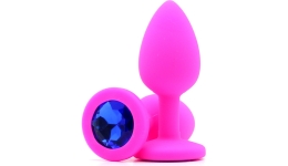 Силиконовая пробка с камнем Small Butt Plug Pink-Blue 7см*2,7см