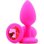 Силиконовая пробка с камнем Small Butt Plug Pink-Pink