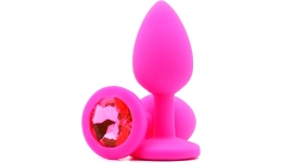 Силиконовая пробка с камнем Small Butt Plug Pink-Pink