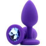 Силиконовая пробка с камнем Small Butt Plug Purple-Aqua 7см*2,7см