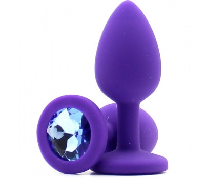 Силиконовая пробка с камнем Small Butt Plug Purple-Aqua 7см*2,7см