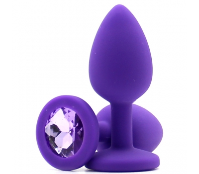 Силиконовая пробка с камнем Small Butt Plug Purple-Liliac 7см*2,7см