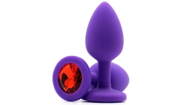 Силиконовая пробка с камнем Small Butt Plug Purple-Red