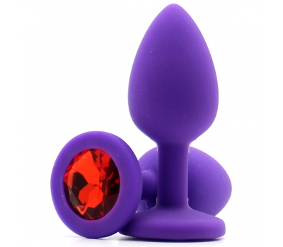 Силиконовая пробка с камнем Small Butt Plug Purple-Red
