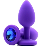 Силиконовая пробка с камнем Small Butt Plug Purple-Blue