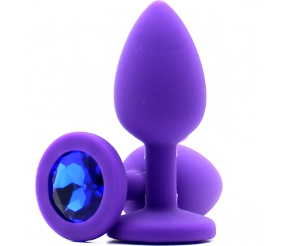 Силиконовая пробка с камнем Small Butt Plug Purple-Blue