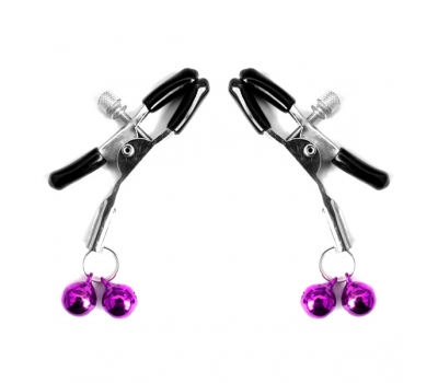 Клипсы для сосков с колокольчиками Dual Nipple Bells Purple