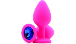 Силиконовая пробка с камнем Medium Butt Plug Pink-Blue 8см*3,5см
