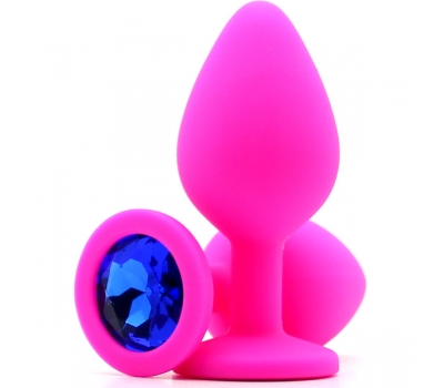 Силиконовая пробка с камнем Medium Butt Plug Pink-Blue 8см*3,5см