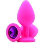 Силиконовая пробка с камнем Medium Butt Plug Pink-Purple 8см*3,5см