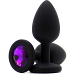Силиконовая пробка с камнем Small Butt Plug Black-Purple 7см*2,7см