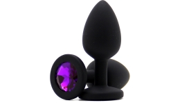 Силиконовая пробка с камнем Small Butt Plug Black-Purple 7см*2,7см