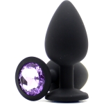 Анальная втулка с камнем Large Butt Plug Black-Liliac 9,5см*4см