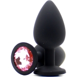 Анальная втулка с камнем Large Butt Plug Black-Pink 9,5см*4см