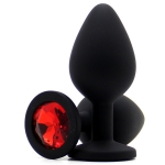 Силиконовая пробка с камнем Medium Butt Plug Black-Red 8см*3,5см