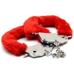 Меховые наручники Steel Hand Cuffs Red