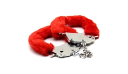Меховые наручники Steel Hand Cuffs Red