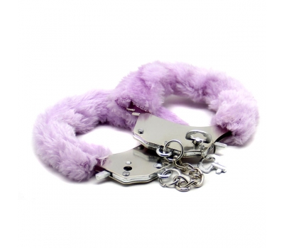 Меховые наручники Steel Hand Cuffs Liliac