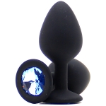 Силиконовая пробка с камнем Medium Butt Plug Black-Aqua 8см*3,5см