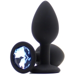 Силиконовая пробка с камнем Small Butt Plug Black-Aqua 7см*2,7см