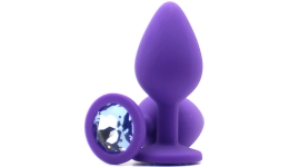 Силиконовая пробка с камнем Medium Butt Plug Purple-Aqua 8см*3,5см