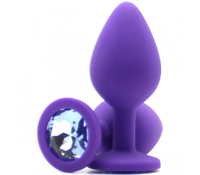 Силиконовая пробка с камнем Medium Butt Plug Purple-Aqua 8см*3,5см
