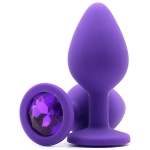 Силиконовая пробка с камнем Medium Butt Plug Purple-Purple 8см*3,5см