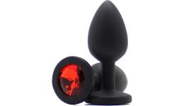 Силиконовая пробка с камнем Small Butt Plug Black-Red 7см*2,7см