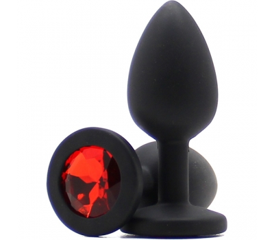 Силиконовая пробка с камнем Small Butt Plug Black-Red 7см*2,7см