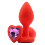 Силиконовая втулка со стразой сердцем Heart Plug Red-Liliac 7,5см*2,8см